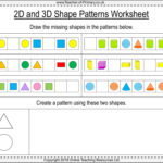 Shape pattern worksheets for kindergarten