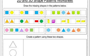 Shape pattern worksheets for kindergarten