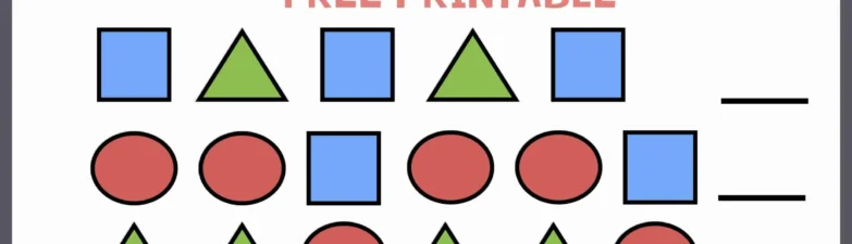 Shape pattern worksheets for kindergarten